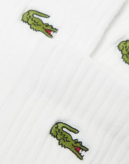 Lacoste 3 Pack Logo Ankle Socks In White