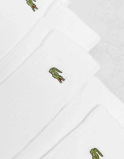 Lacoste 3 Pack Logo Ankle Socks In White