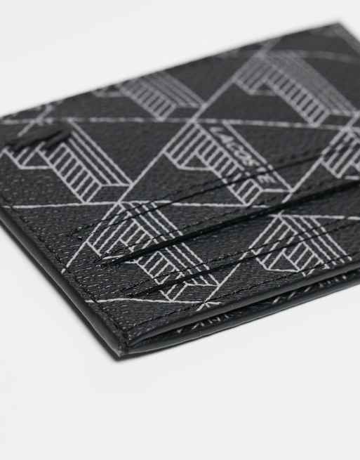 Lacoste Monogram Card Holder In Grey