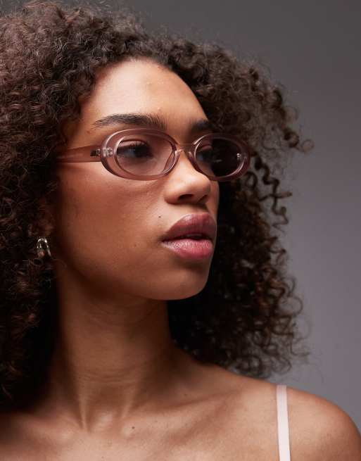 Le Specs Outta Love Oval Sunglasses In Crystal Rose