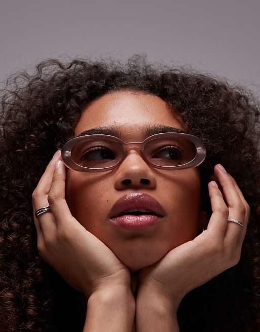 Le Specs outta love oval sunglasses in crystal rose