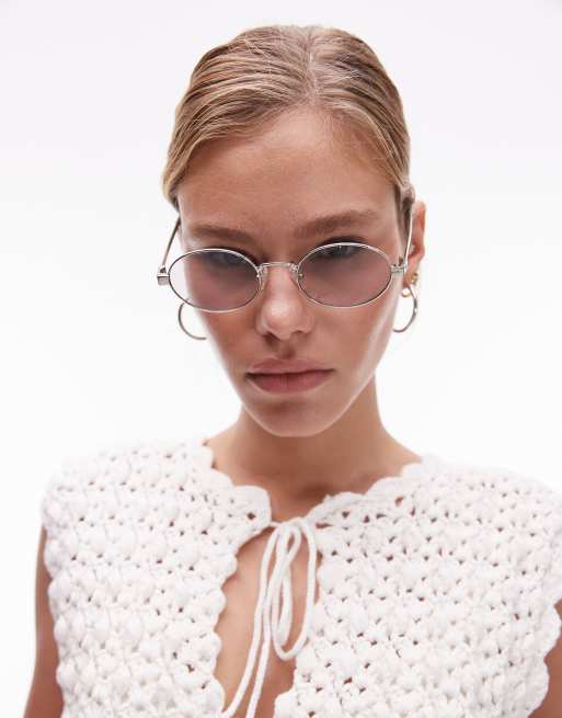 Le Specs Posedion Deux Round Metal Sunglasses In Silver