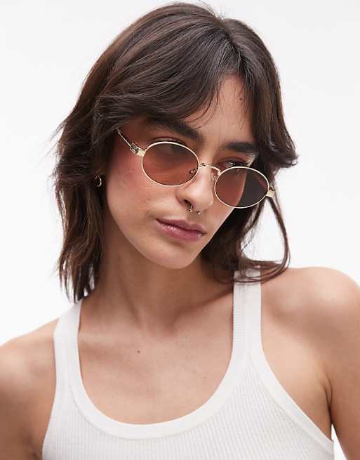 Le Specs poseidon deux round metal sunglasses in gold and brown