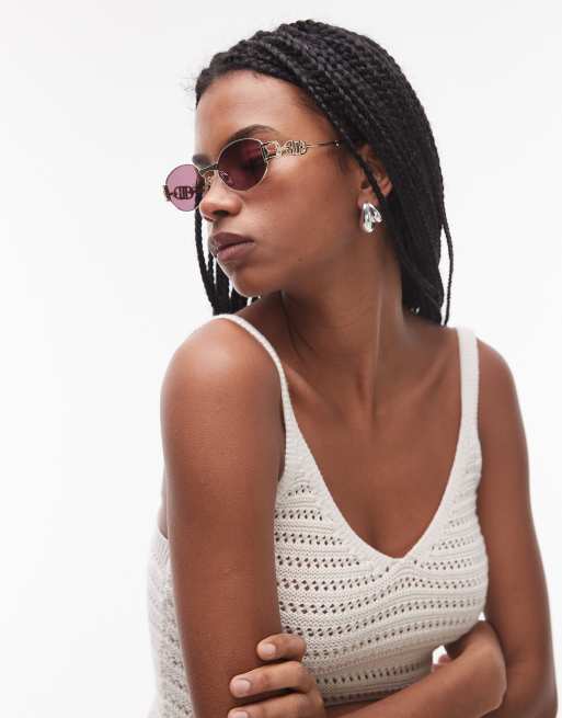 Le Specs The Forbidden Slim Oval Metal Sunglasses In Gold And Tortoiseshell