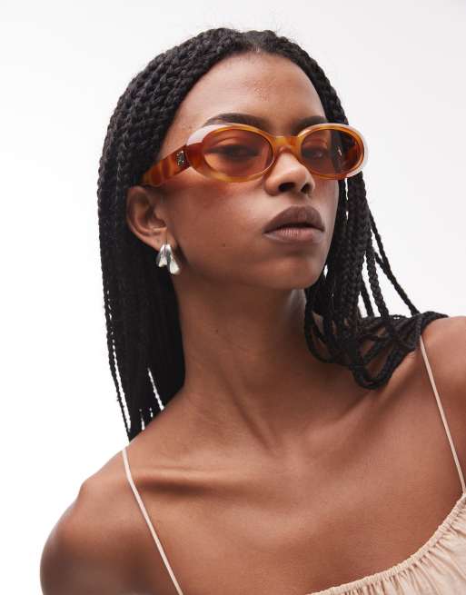 Le Specs Work It Oval Sunglasses In Bright Tort