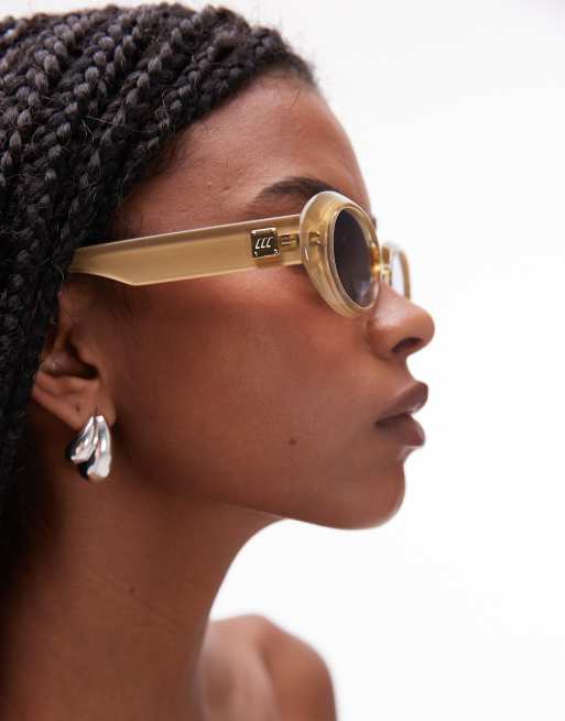 Le Specs Work It Oval Sunglasses In Olive Green