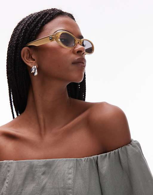 Le Specs work it oval sunglasses in olive green