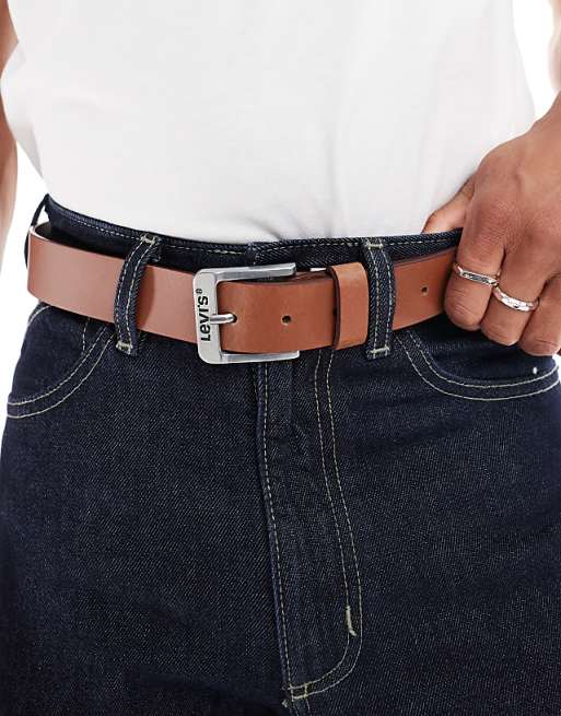 Levi's leather logo buckle belt in brown