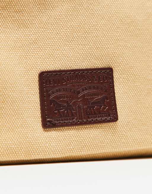 Levi's Leather Patch Logo Canvas Washbag In Yellow