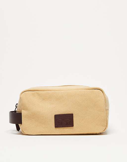 Levi's leather patch logo canvas washbag in yellow