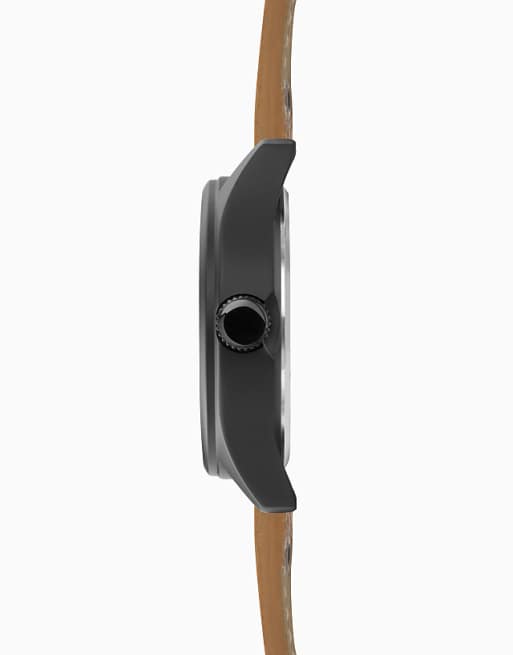 Limit 43mm Mens Round Black Analogue Watch In Brown