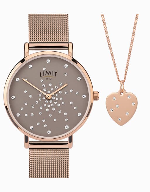 Limit classic 28mm womens round analogue watch gift set in rose gold