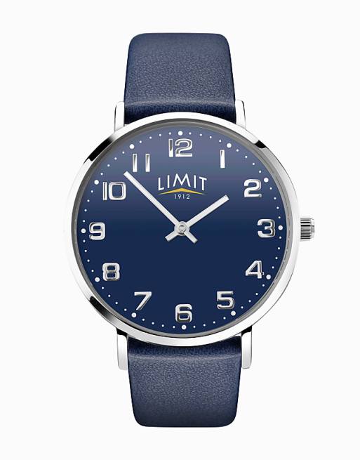 Limit classic leather strap watch in blue