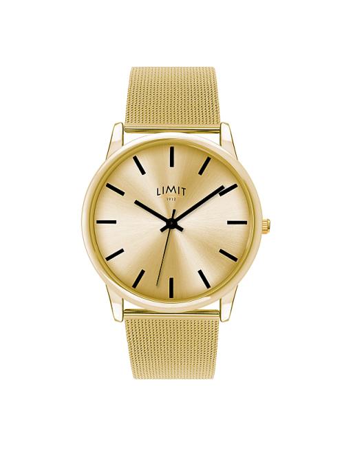 Limit gold watch with mesh bracelet and dial in champagne