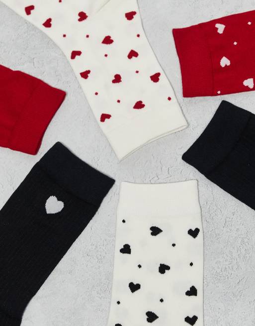 Lindex 7 Pack Heart And Dot Printed Socks In Multi