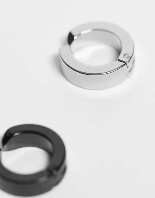 Lost Souls 13mm Pack Of 2 Huggie Earring In Mix Metal In Stainless Steel