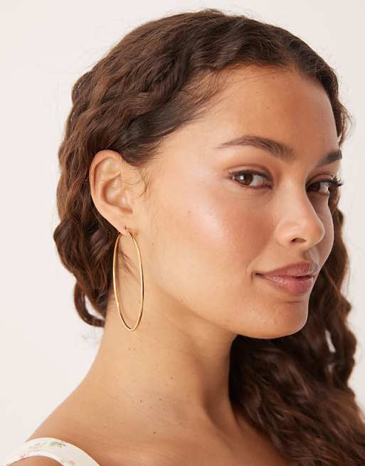 Lost Souls 70mm big hoop earrings in 18ct gold plated stainless steel