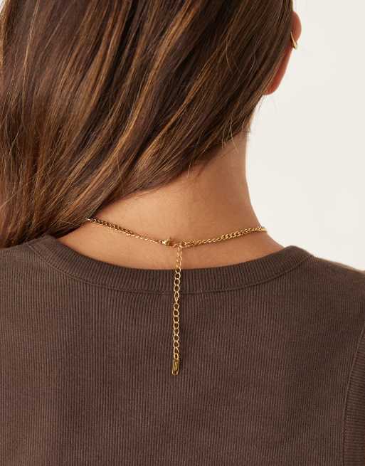 Lost Souls Chain Necklace With Pearl Detail In 18ct Gold Plated Stainless Steel