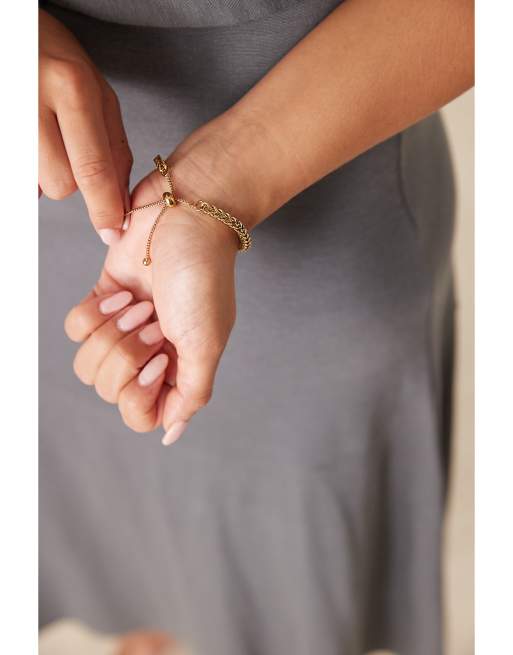 Lost Souls Chunky Bolo Adjustable Chain Bracelet In 18ct Gold Plated Stainless Steel