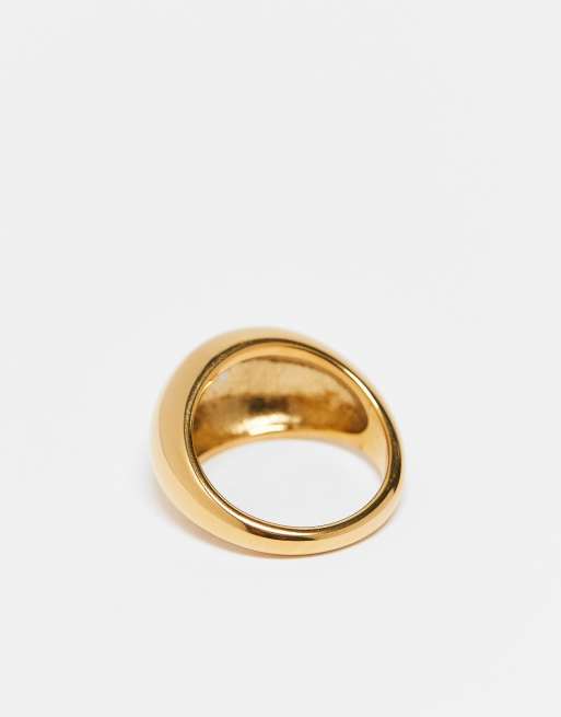 Lost Souls Chunky Dome Ring In 18ct Gold Plated Stainless Steel
