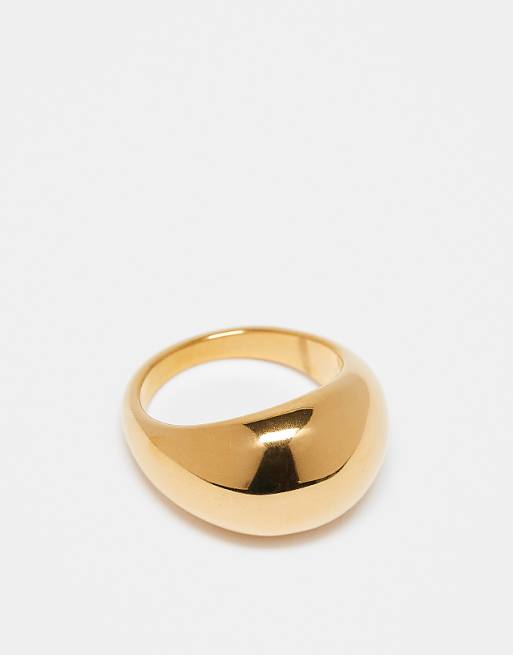 Lost Souls chunky dome ring in 18ct gold plated stainless steel