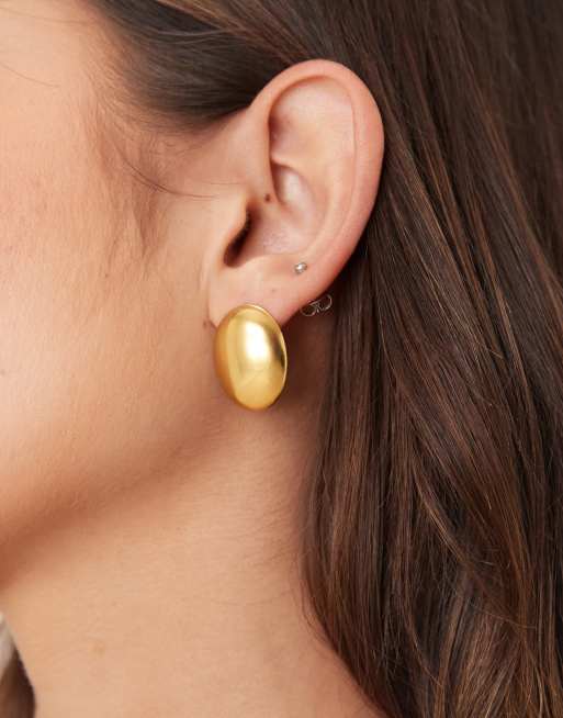 Lost Souls Dome Statement Stud Earrings In 18ct Gold Plated Stainless Steel