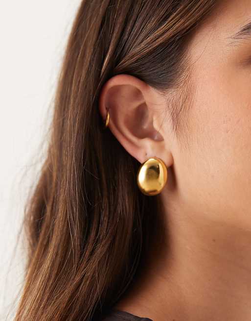 Lost Souls dome statement stud earrings in 18ct gold plated stainless steel