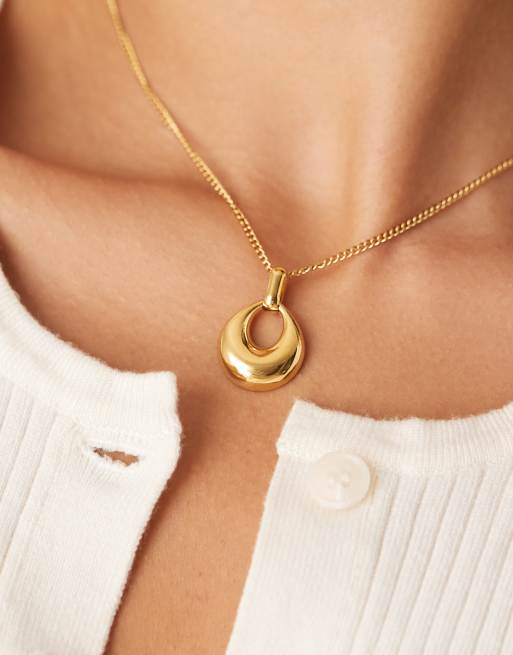 Lost Souls Doorknocker Pendant Necklace In 18ct Gold Plated Stainless Steel