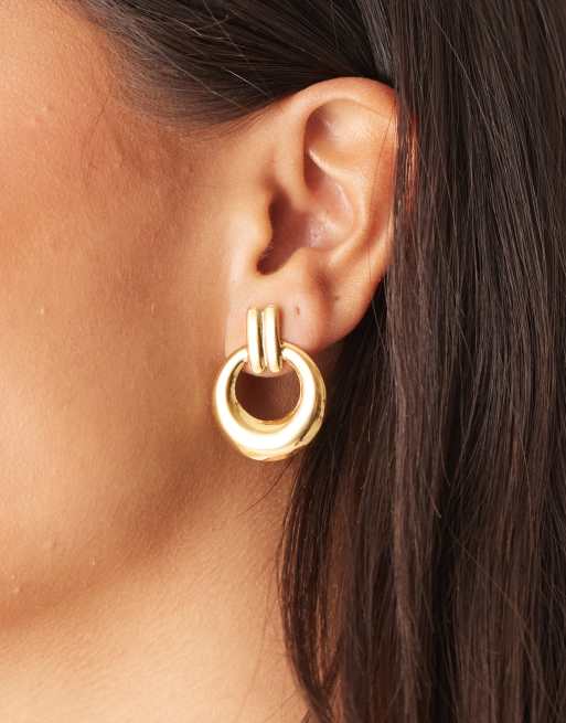 Lost Souls Doorknocker Stud Earrings In 18ct Gold Plated Stainless Steel