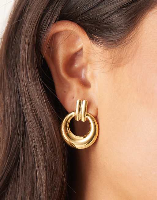 Lost Souls doorknocker stud earrings in 18ct gold plated stainless steel