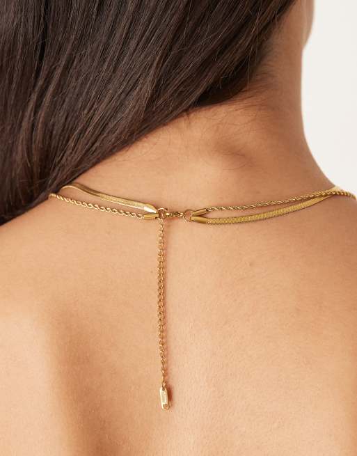 Lost Souls Double Row Chain Necklace In 18ct Gold Plated Stainless Steel