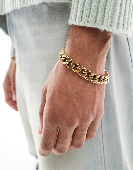 Lost Souls Heavyweight 12mm Cable Chain Bracelet In 18k Gold Plated