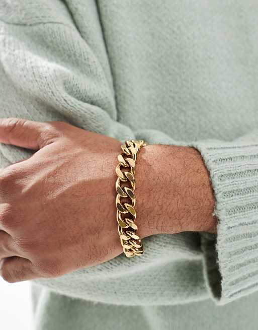 Lost Souls heavyweight 12mm cable chain bracelet in 18k gold plated