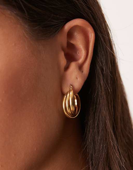 Lost Souls layered hoop earrings in 18ct gold plated stainless steel