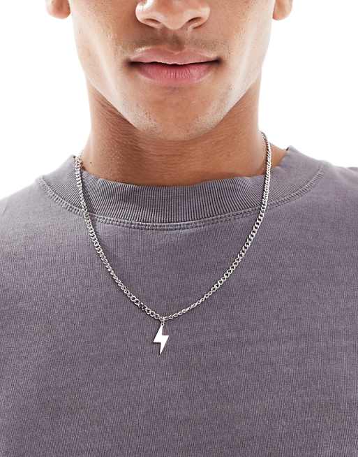 Lost Souls lightning bolt pendant necklace in stainless steel