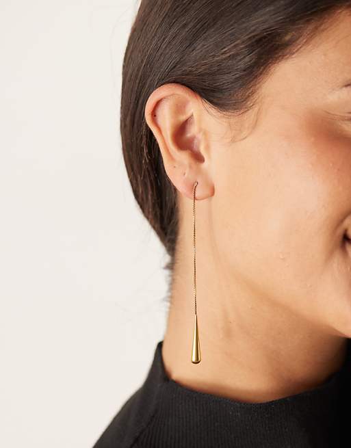 Lost Souls long teardrop earrings in 18ct gold plated stainless steel