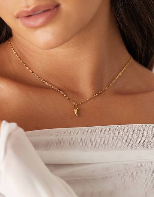 Lost Souls mini teardrop pendant necklace in 18ct gold plated stainless steel