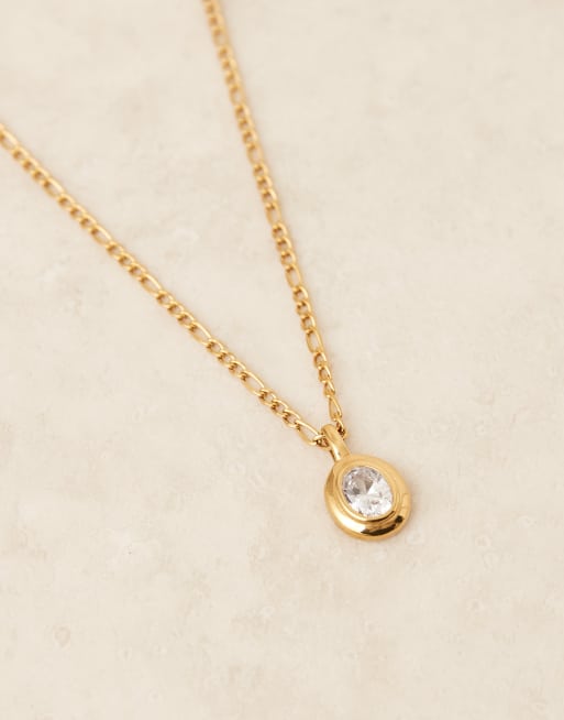 Lost Souls Molten Crystal Charm Necklace In 18ct Gold Plated Stainless Steel