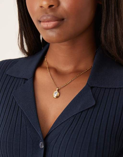 Lost Souls molten crystal charm necklace in 18ct gold plated stainless steel