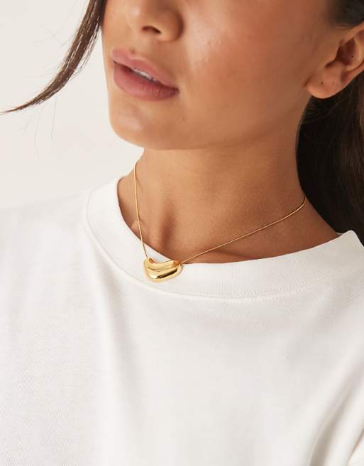 Lost Souls molten pendant necklace in 18ct gold plated stainless steel