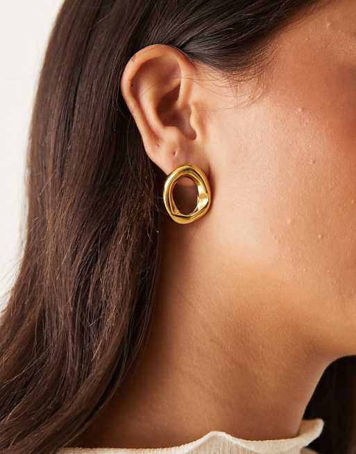 Lost Souls molten stud earrings in 18ct gold plated stainless steel