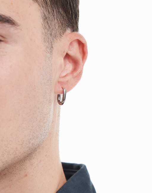 Lost Souls oval huggie earrings in stainless steel