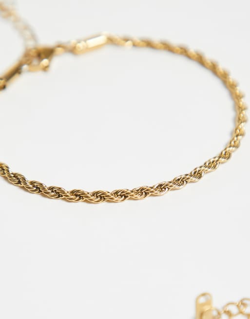 Lost Souls Pack Of 2 Rope And Rolo Chain Bracelets In 18k Gold Plated