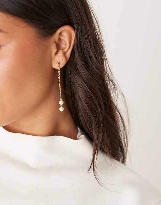 Lost Souls pearl drop earrings in 18ct gold plated stainless steel