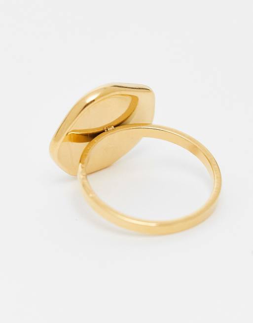Lost Souls Pearl Ring In 18ct Gold Plated Stainless Steel