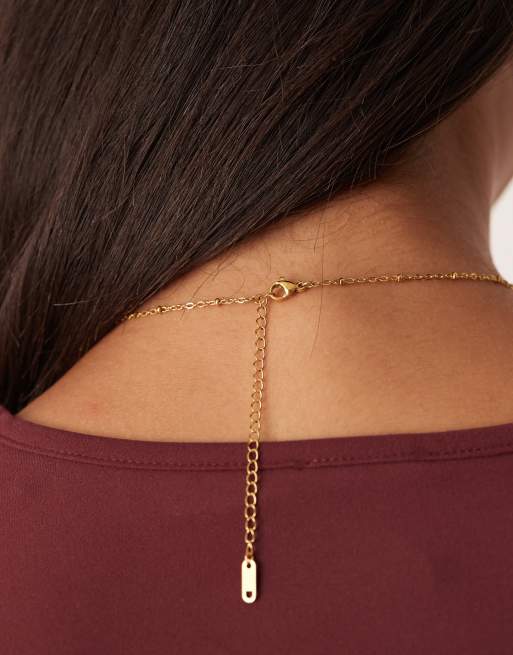 Lost Souls Red Stone Charm Necklace In 18ct Gold Plated Stainless Steel