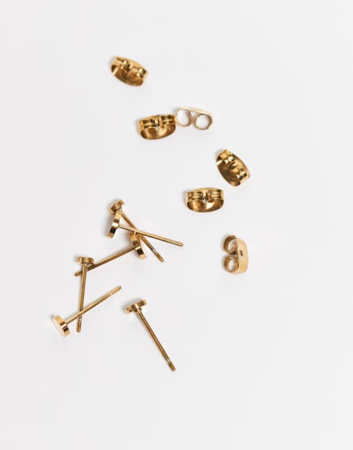 Lost Souls Set Of 3 Pairs Of Plug Earrings In 18ct Gold Plated
