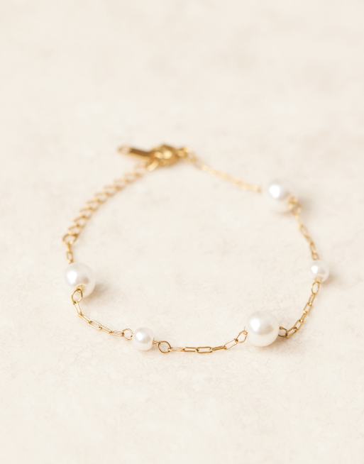 Lost Souls Stainless Steel 18ct Gold Plated Pearl Charm Bracelet