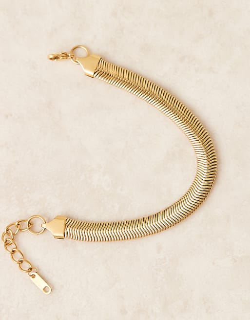 Lost Souls Stainless Steel 18ct Gold Plated Soft Snake Chain Bracelet