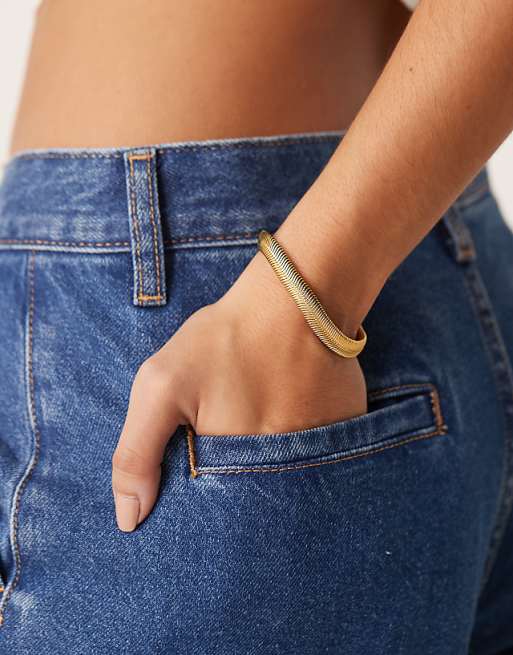 Lost Souls stainless steel 18ct gold plated soft snake chain bracelet